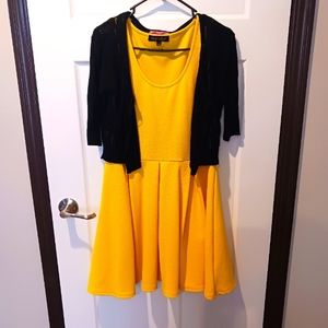 Women's flared mini dress with shaw